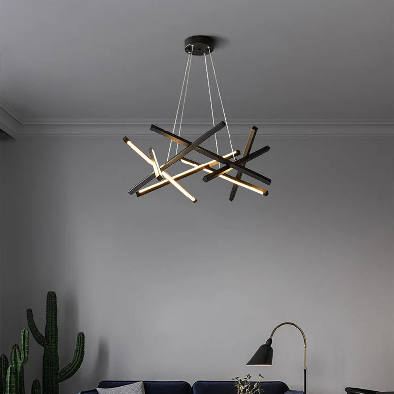 lustre moderne led créatif en métal branche suspension nordique - vue 4 sur 9