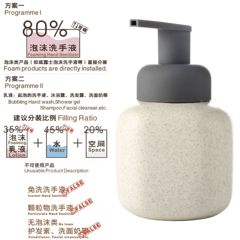 bouteille en céramique pour savon et gel douche portable