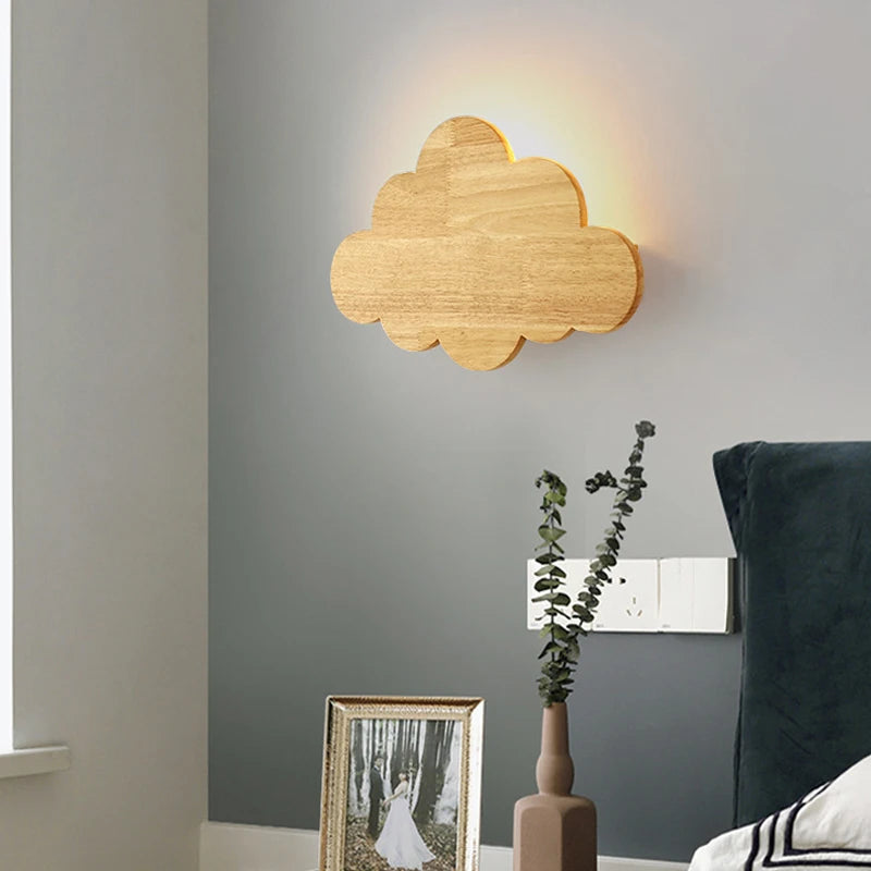applique murale en bois style nordique moderne pour chambre d'enfant