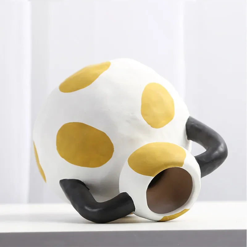 Hand-painted Milk Pot Ceramic Vase, Living Room, Porch, Desktop, Flower Arrangement Container, Homestay Decoration Handicraft - vue 5 sur 9