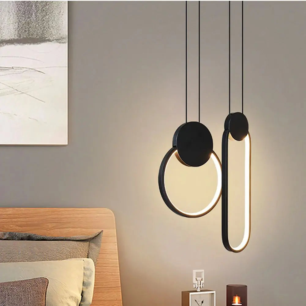 suspension moderne en acrylique lune éclipse avec lumière led - vue 4 sur 12