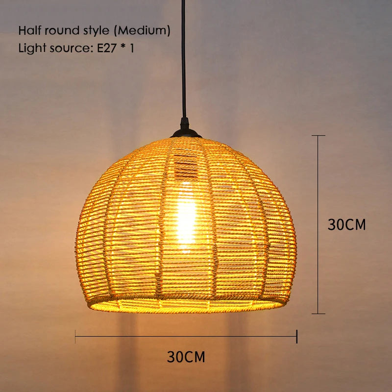 Sisal chanvre corde suspension plafonnier Lustre suspendu Lustre fer main tressage rustique rétro pour salle à manger décor - vue 20 sur 28