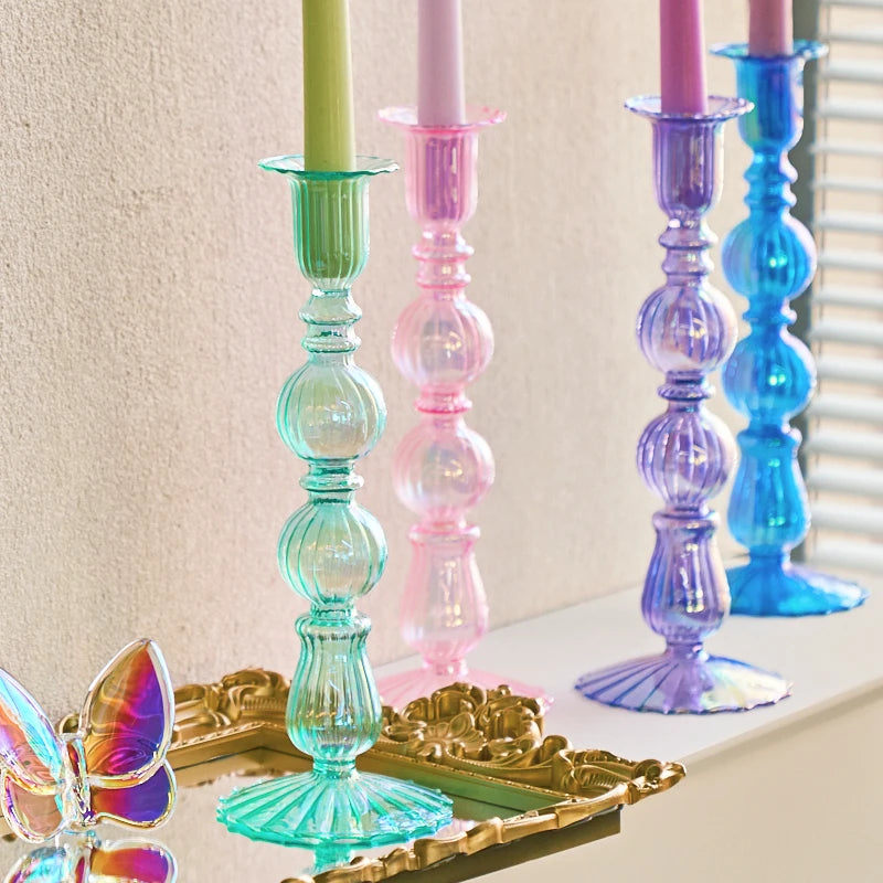 bougeoir conique en verre pour décoration festive et bureau - vue 3 sur 12