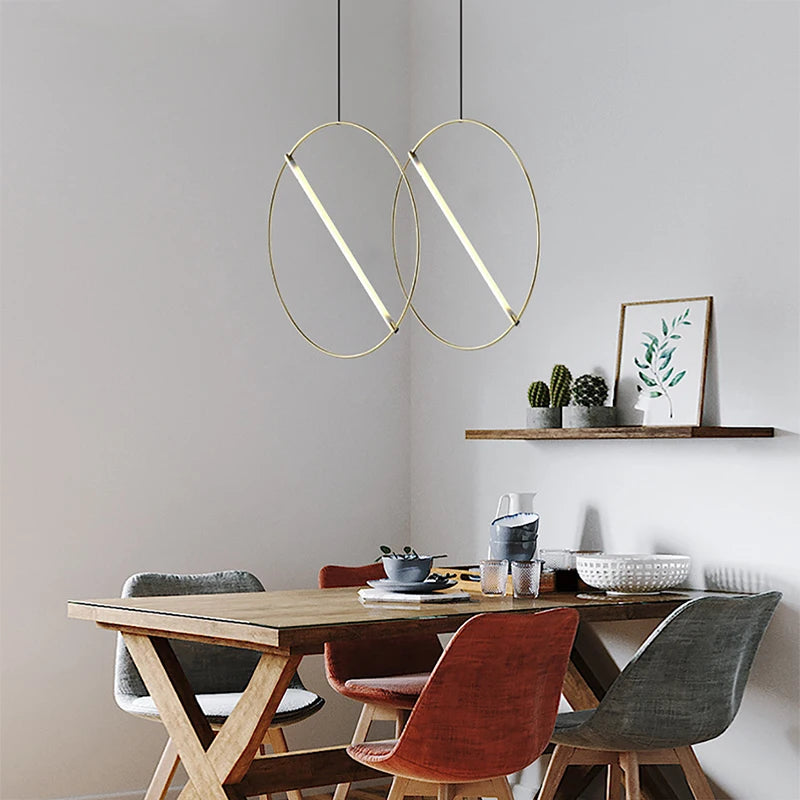 suspension LED design moderne simple luminaire décoratif rond - vue 3 sur 8