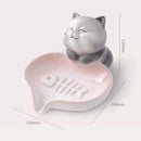 Ceramic Soap Holder for Household Desktop Decoration, Creative Cat Soap Box, Bathroom Drain, Cute Cartoon Storage Shelf