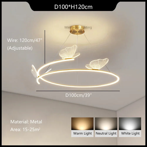 Lustre papillon LED mode créativité maison - vue 10 sur 9