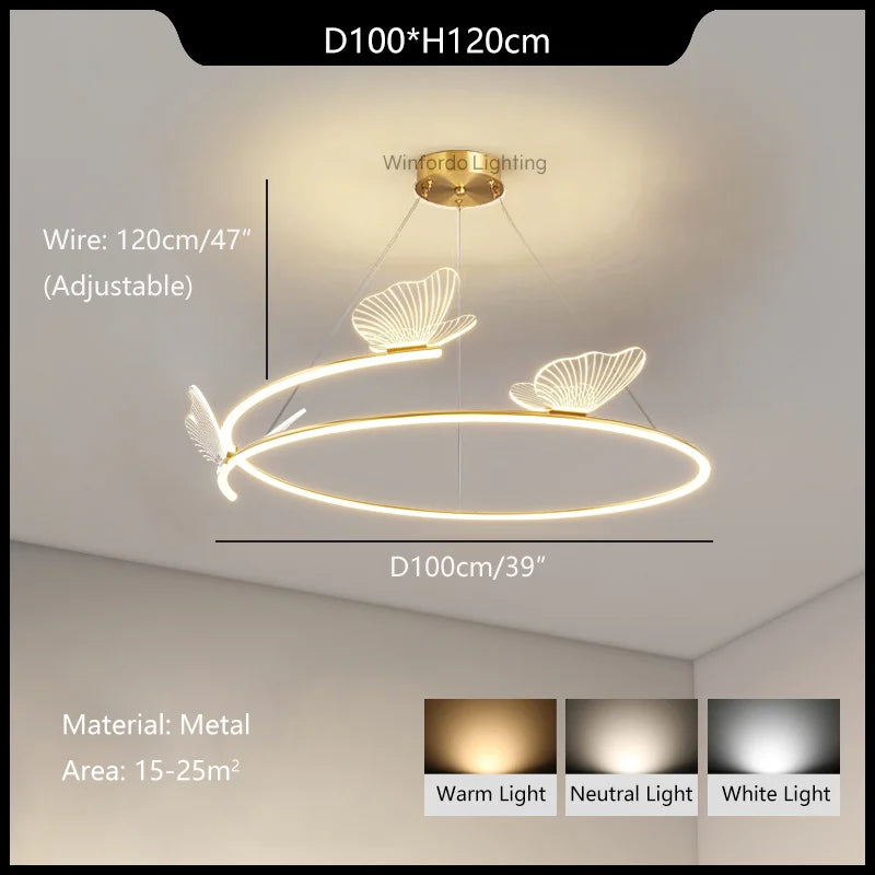 Lustre papillon LED mode créativité maison - vue 9 sur 9