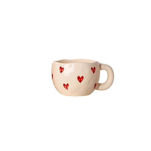 Tasse ceramique coeur amour peinte main anse cadeau