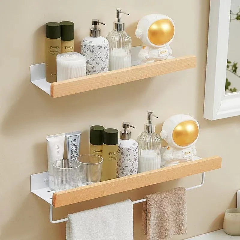 étagère en hêtre étanche pour rangement cuisine et salle de bain - vue 3 sur 20