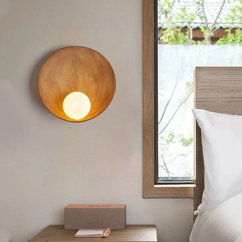 Korean wood-grain bedroom, bedside study, G9 wall lamp, simple and fashionable living room, porch, sofa, dining table, wall lamp - vue 5 sur 9