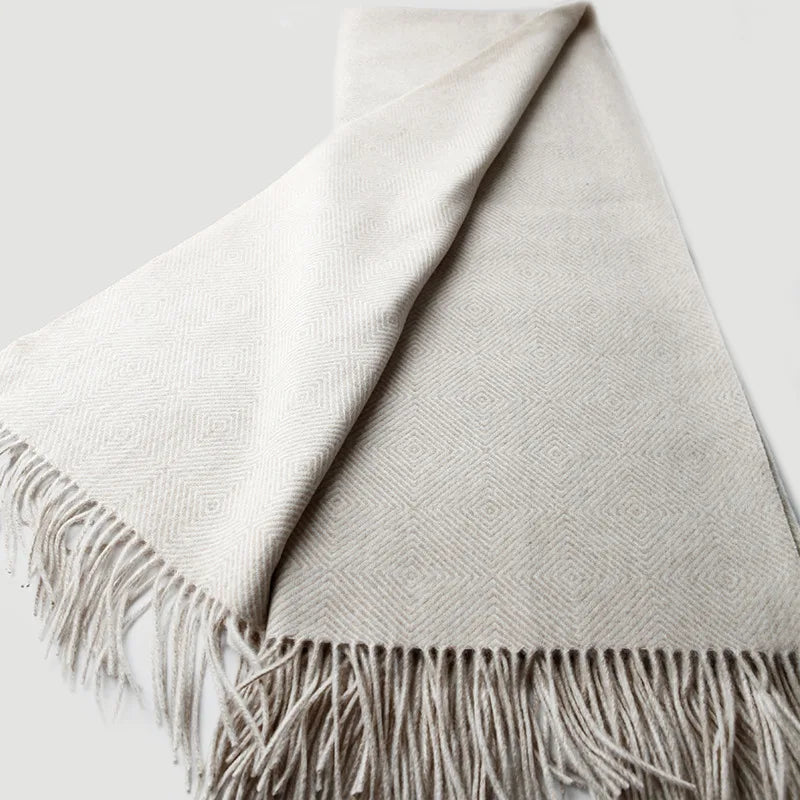 plaid laine franges motif spiral style doux confortable - vue 4 sur 5