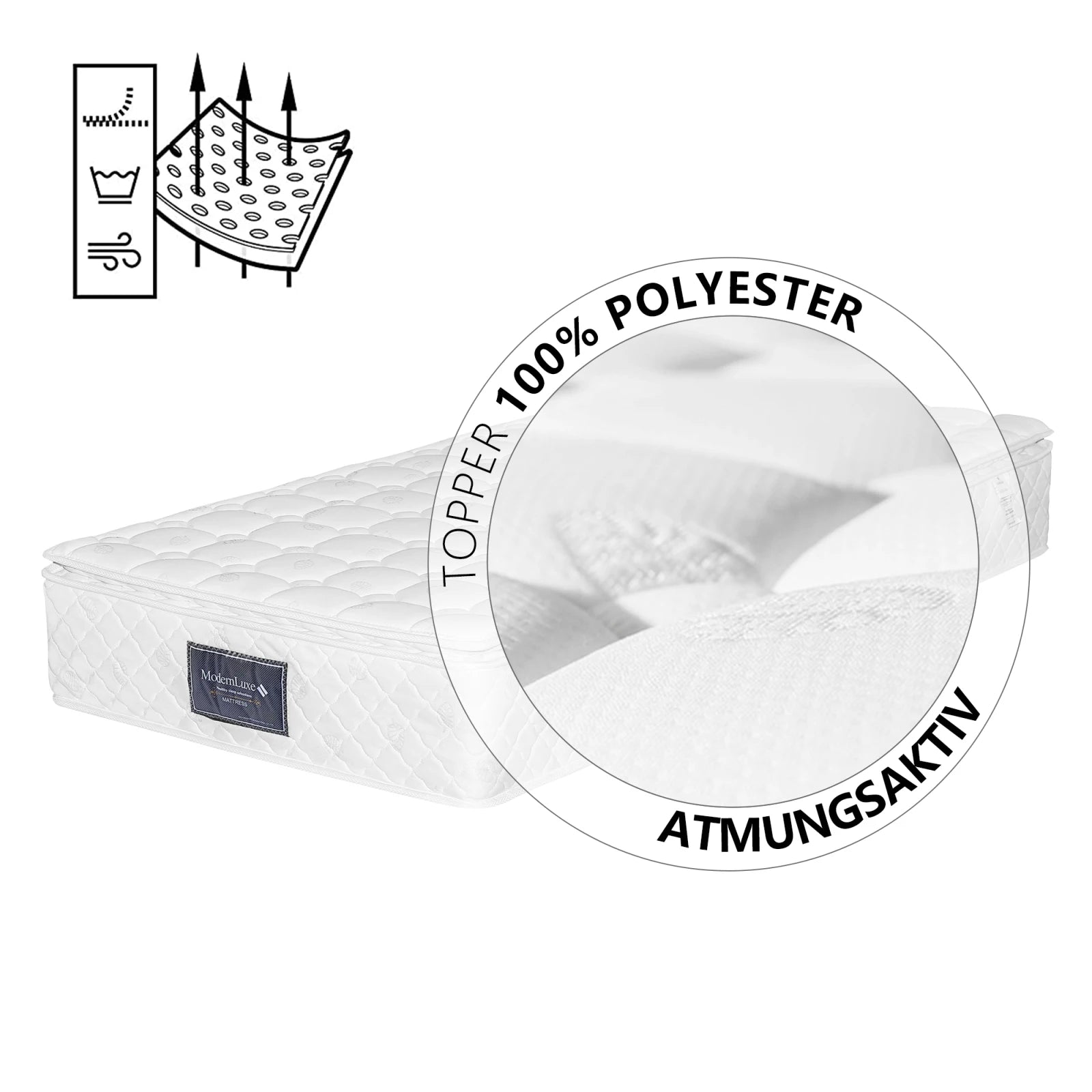Spring Core Mattresses 90x200×25cm ,7-Zone Cold Foam Mattress,100%Oeko-Tex Certified, Quilted Microfiber Cover Topping,H3 - vue 4 sur 7