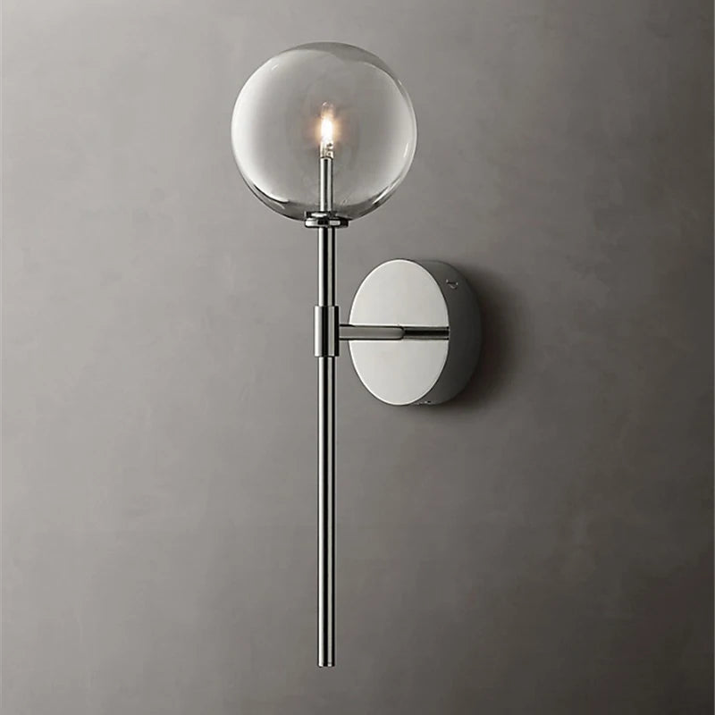 applique murale nordique rétro en boule de verre transparent pour décoration - vue 6 sur 9