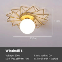 plafonnier doré de luxe style nordique feuille de lotus monté en surface