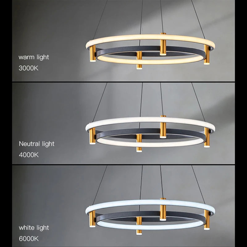 lustre led nordique anneau décoratif pour maison - vue 5 sur 7