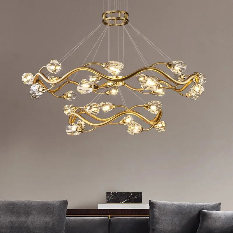 lustre led en cristal moderne de luxe pour éclairage intérieur - vue 4 sur 9