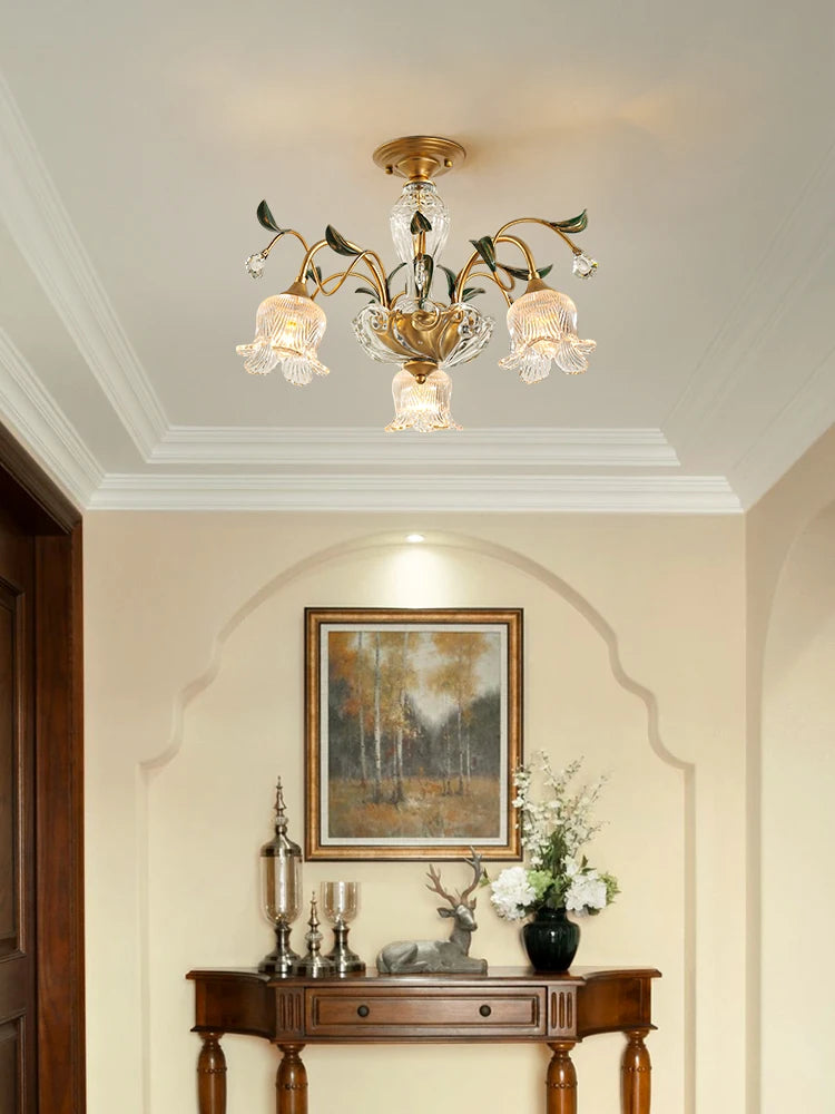 lustre méditerranéen en verre avec motifs floraux tendance - vue 3 sur 8