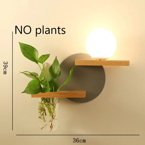 applique murale led en bois avec pot de plante nordique - vue 18 sur 23
