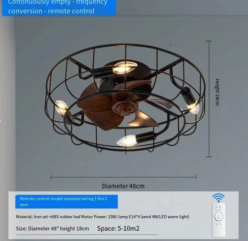 plafonnier rétro avec ventilateur et lumière design moderne - vue 9 sur 8