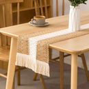 Chemin de table aspect lin motif carreaux decoratif
