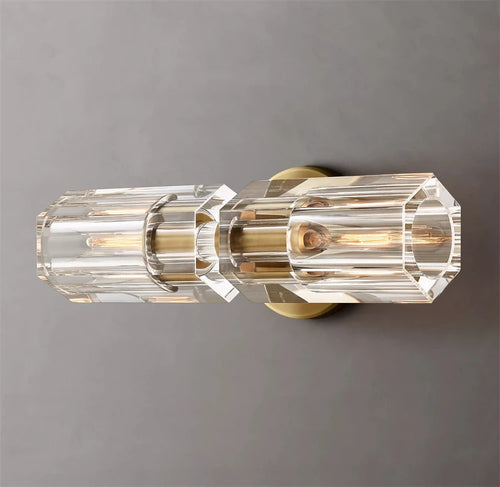 applique murale led moderne en cristal clair nickel laiton