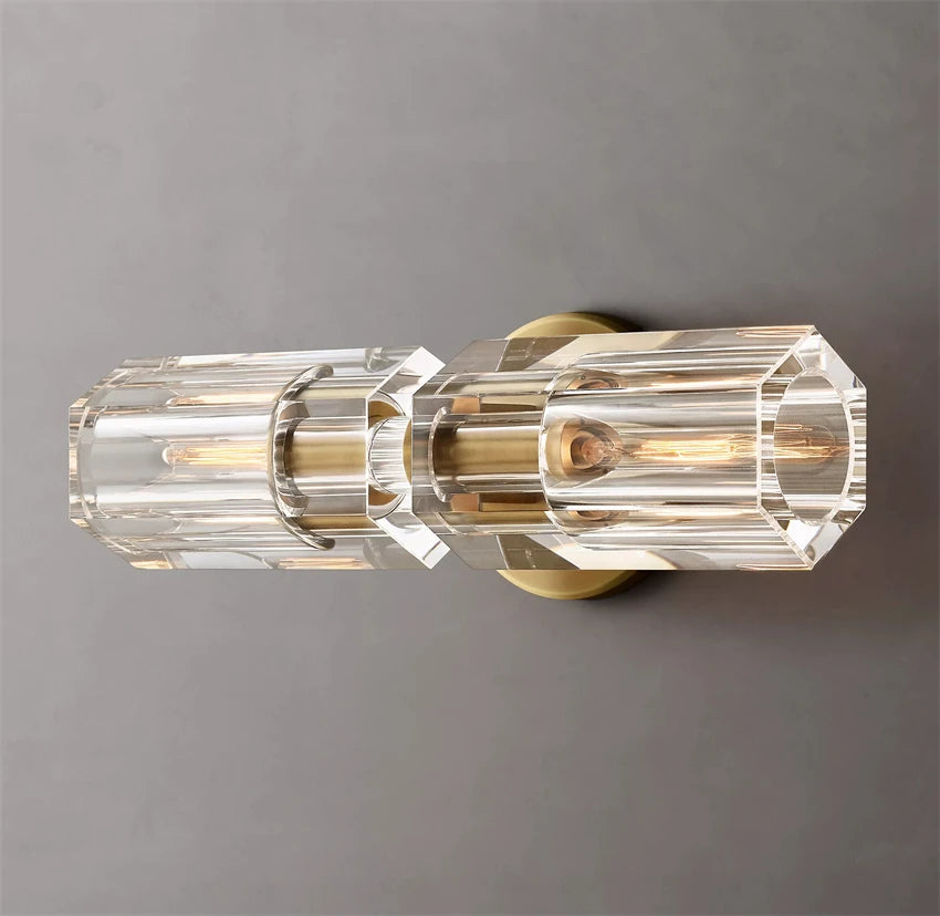 applique murale led moderne en cristal clair nickel laiton - vue 7 sur 9