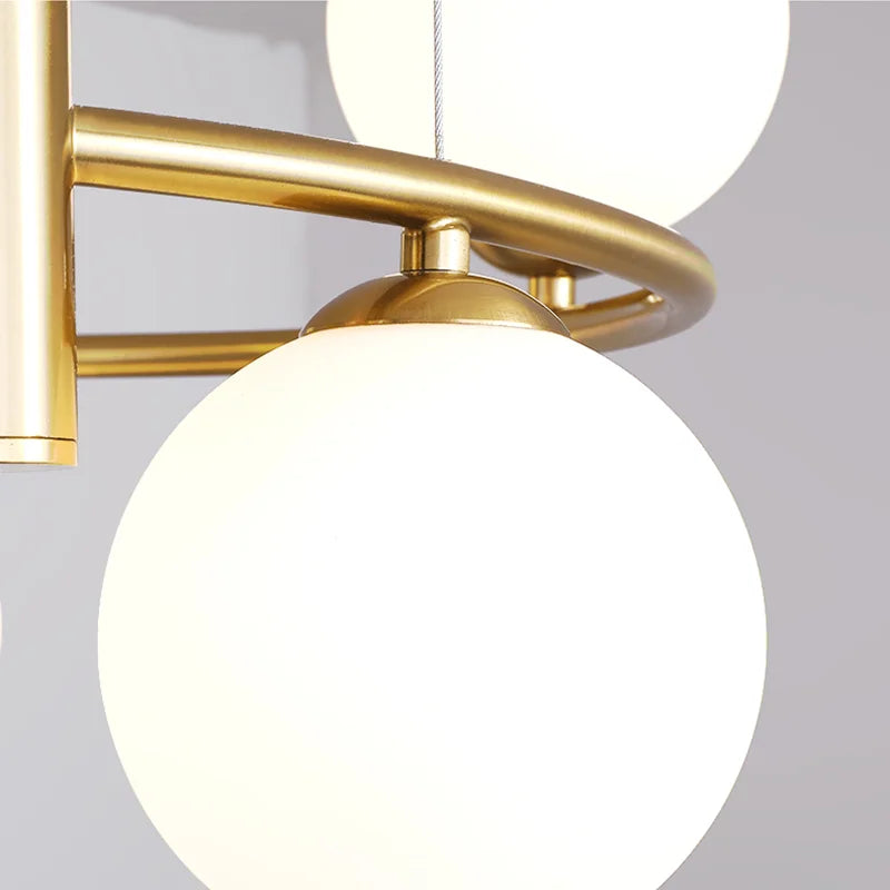 Minimalist white glass chandelier for modern interior decor - vue 6 sur 12