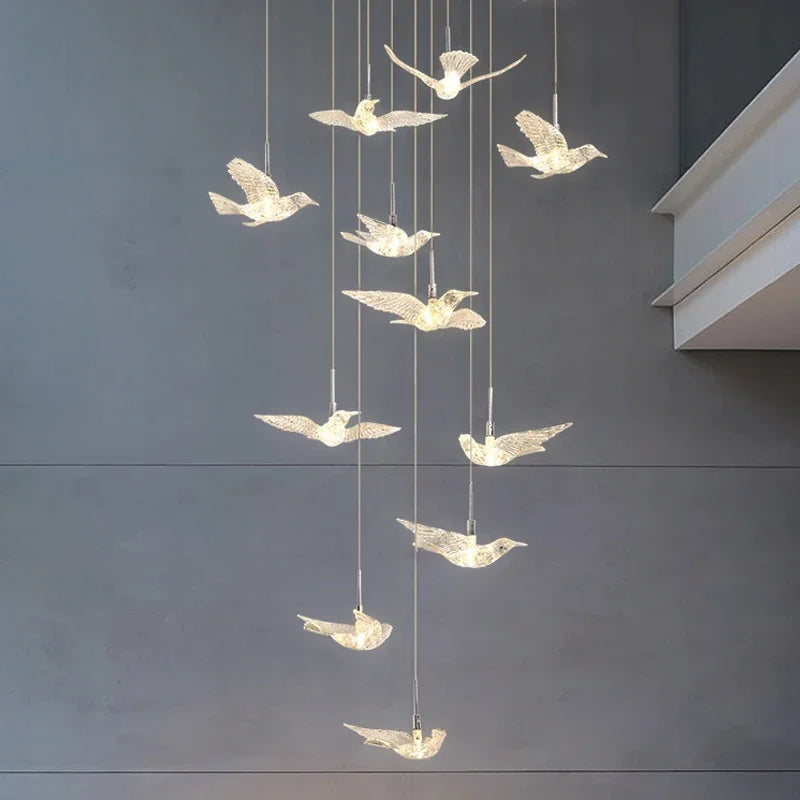 suspension LED décorative en forme d'oiseau idéale pour loft - vue 4 sur 18
