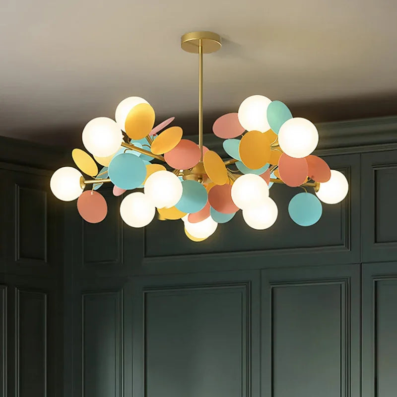 lustre moderne en verre design raisin doré luminaires suspendus - vue 4 sur 18