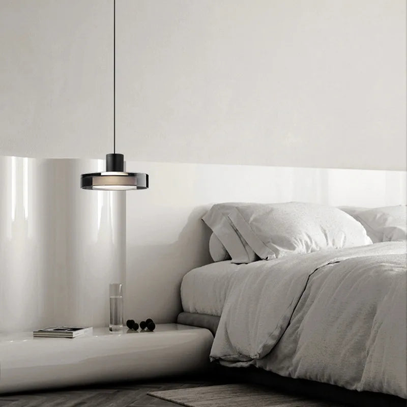 suspension ronde moderne en verre pour intérieur avec fil réglable - vue 4 sur 7
