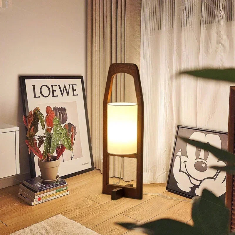 lampadaire en bois japonais wabi sabi pour décoration intérieure ambiance zen - vue 6 sur 8