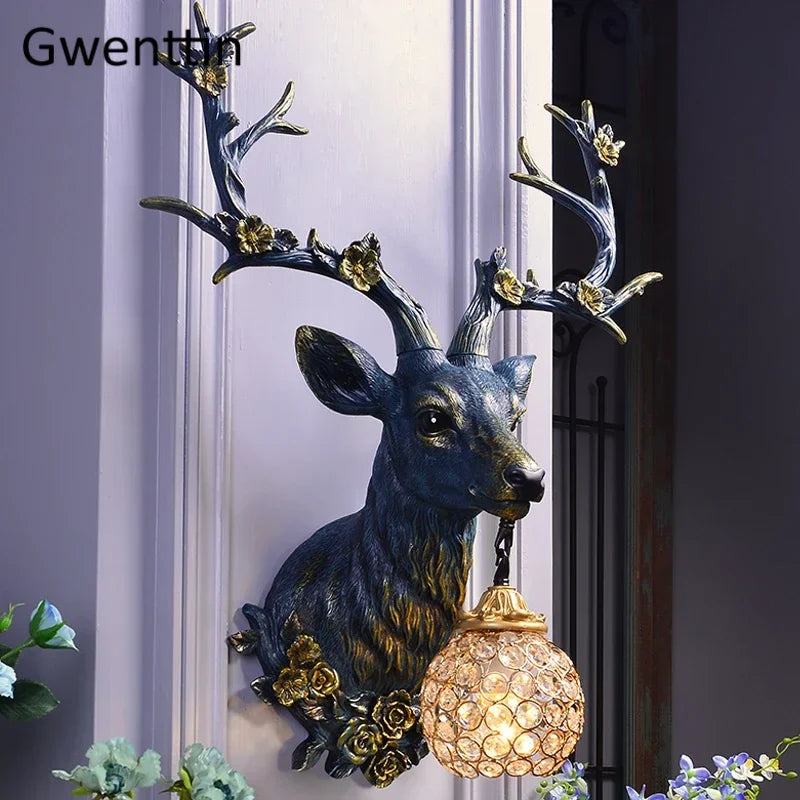 applique murale lucky deer en résine et bois décoratif intérieur - vue 5 sur 8