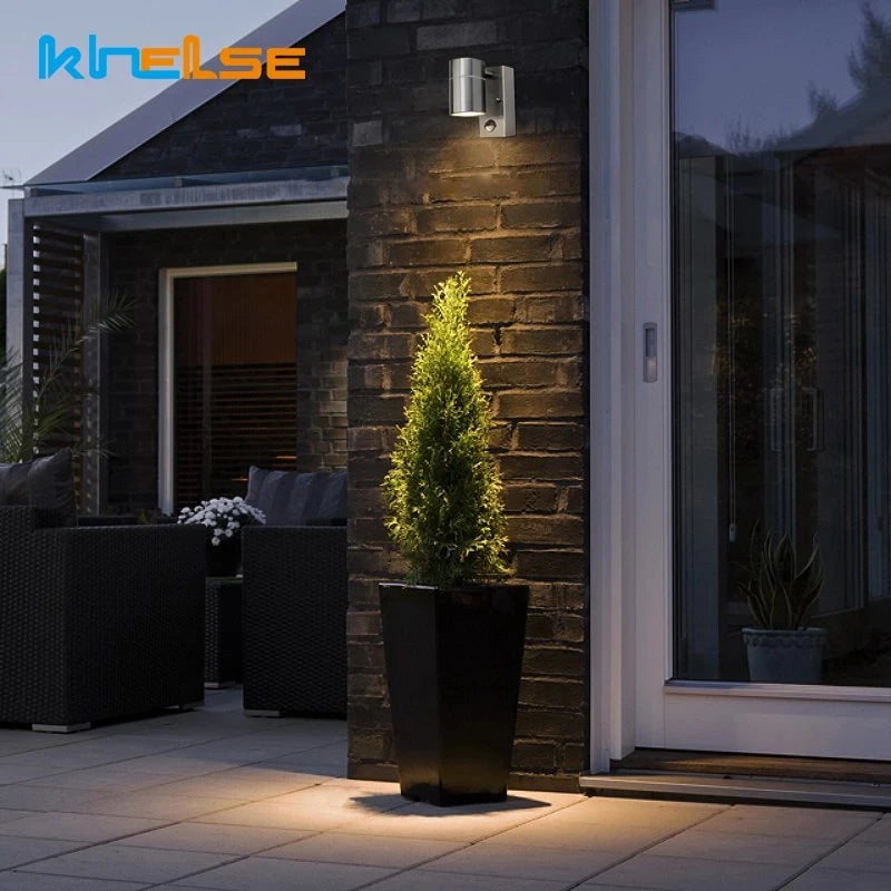 applique murale led avec capteur de mouvement étanche en acier inoxydable - vue 8 sur 8