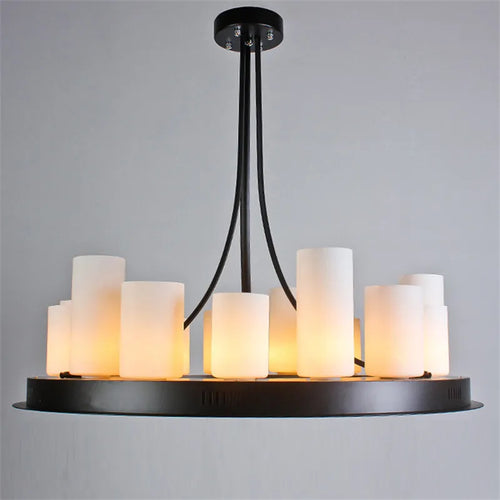 Vintage LED glass candle chandelier pendant for living room, dining, kitchen, restaurant - vue 3 sur 16