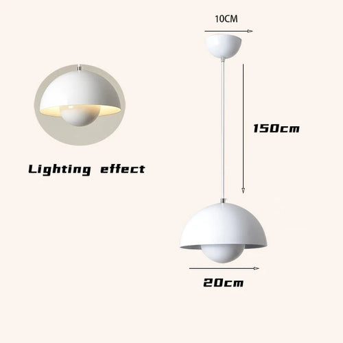 Iron pot LED pendant light multicolour semicircular chandelier for restaurant and kitchen décor - vue 14 sur 14