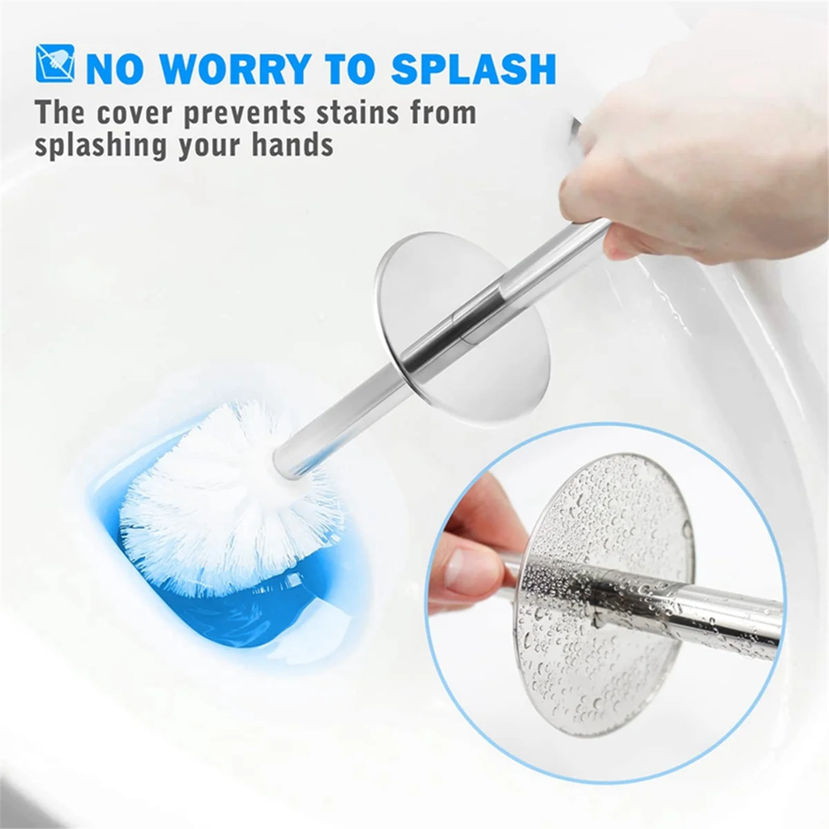 Toilet Brush and Holder, 2 Pack Toilet Brush with 304 Stainless Steel Long Handle, Toilet Bowl Brush White - vue 4 sur 6
