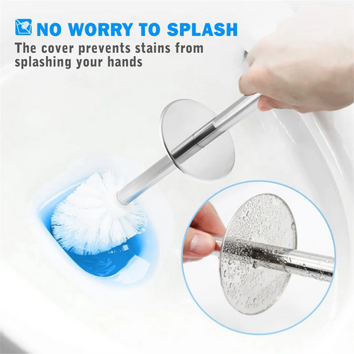 Toilet Brush and Holder, 2 Pack Toilet Brush with 304 Stainless Steel Long Handle, Toilet Bowl Brush White - vue 5 sur 6