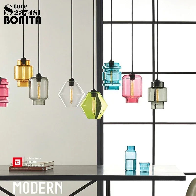 lustre suspendu moderne en verre transparent design élégant - vue 11 sur 28