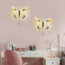 Multicolour butterfly Tiffany glass wall light for children