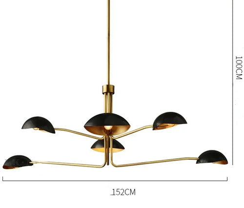 lustre rétro en cuivre lampe créative à bras long design industriel - vue 12 sur 16