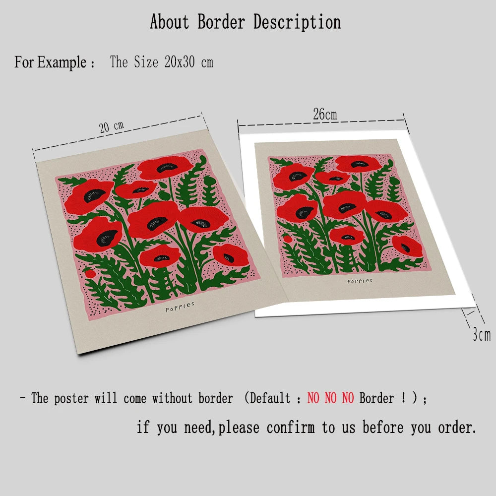 bouquet de fleurs coquelicot art mural abstrait décoration florale - vue 8 sur 7
