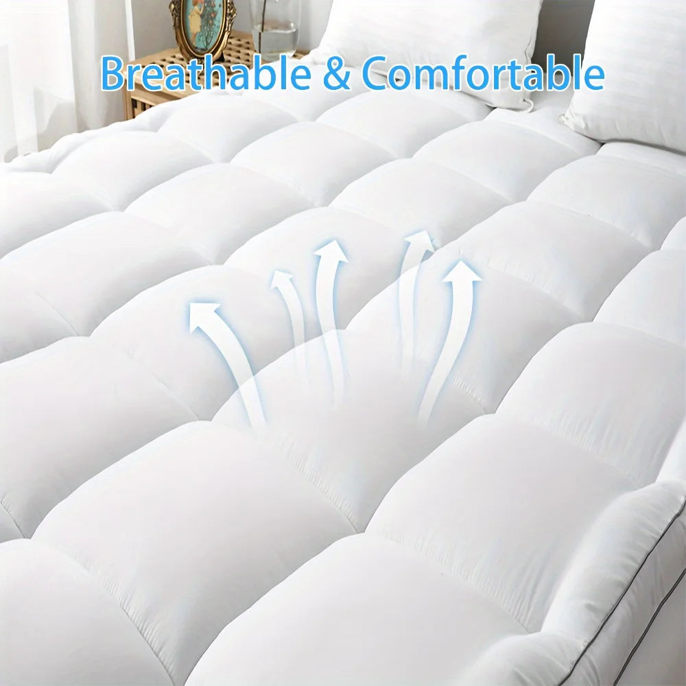 1pc Cooling Mattress Topper, Extra Thick Quilted Mattress Pad Cover with Deep Pocket, Fluffy & Soft Knitted Mattress Protector - vue 5 sur 6