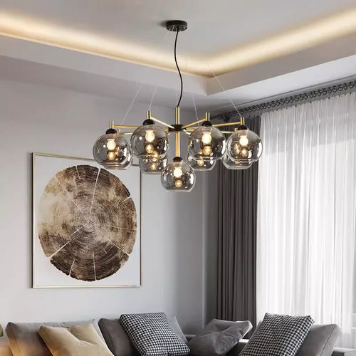 Lustre design Moderne à boule en verre home - vue 3 sur 12