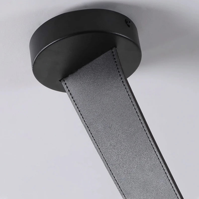 Minimalist leather and glass LED chandelier for decoration - vue 6 sur 8