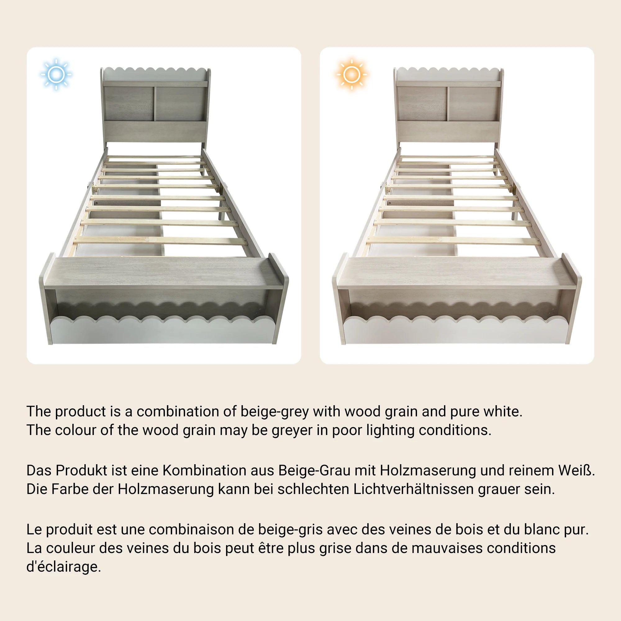 Children bed single bed storage bed with drawers, shelf and bench with storage space, wooden bed 90x200 cm, bed frame and slattenro - vue 5 sur 6