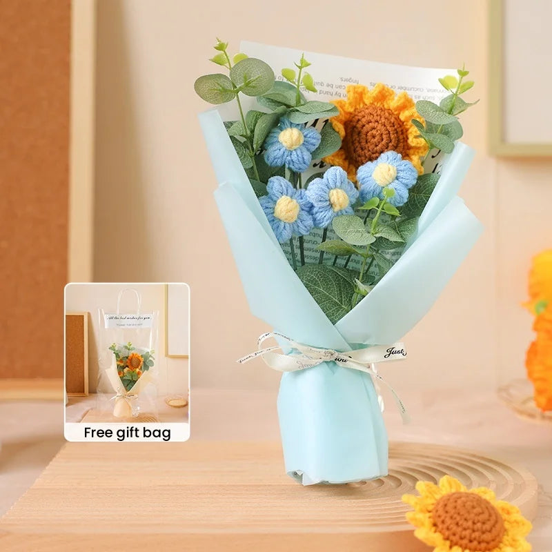 bouquet de tournesols au crochet fait main pour cadeaux et décorations - vue 7 sur 13