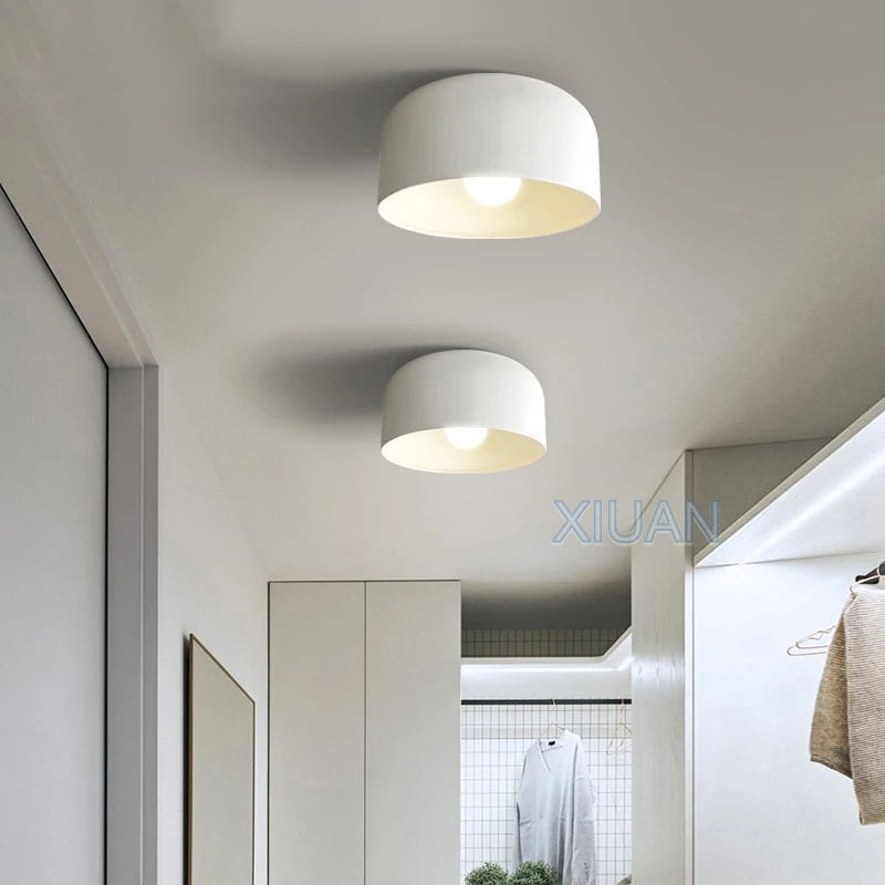 Lampes de plafond noires blanches modernes LED E27 plafonnier d'entrée pour balcon allée hôtel couloir éclairage lampes en fer en métal 220 V - vue 5 sur 8
