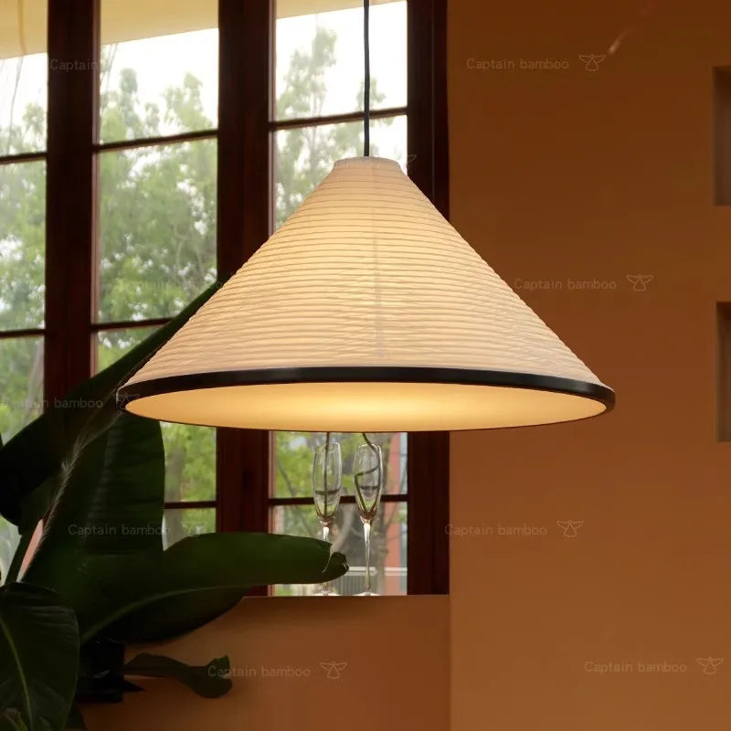 lustre japonais wabi sabi en papier de riz led - vue 4 sur 8