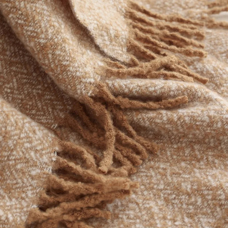 plaid tricot style americain couverture châle salon lit - vue 4 sur 6