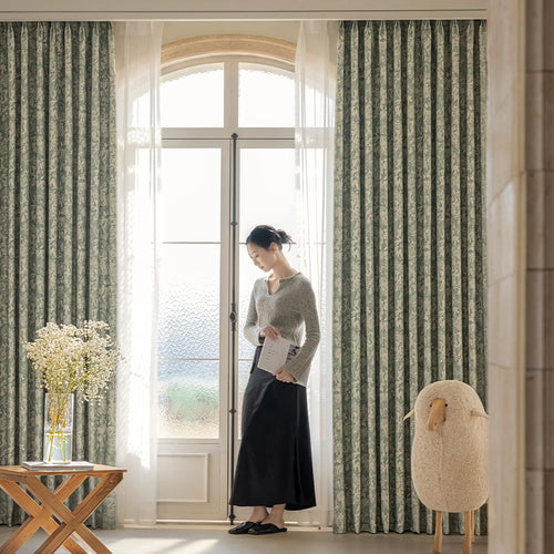 Rideau occultant floral style européen pour salon chambre - vue 3 sur 9